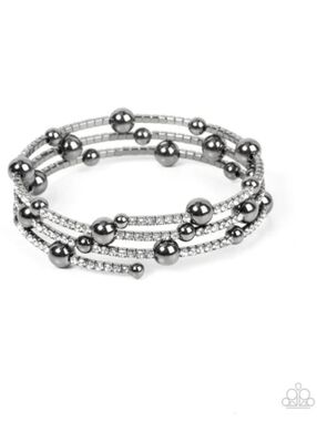 Paparazzi Spontaneous Shimmer Black Coil Bracelet NWT